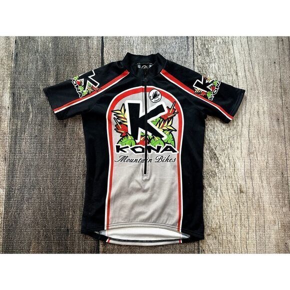 Castelli 1/2 Zip 3 Pocket Kona Cycling Black Red Grey Jersey Shirt Small - Picture 1 of 10
